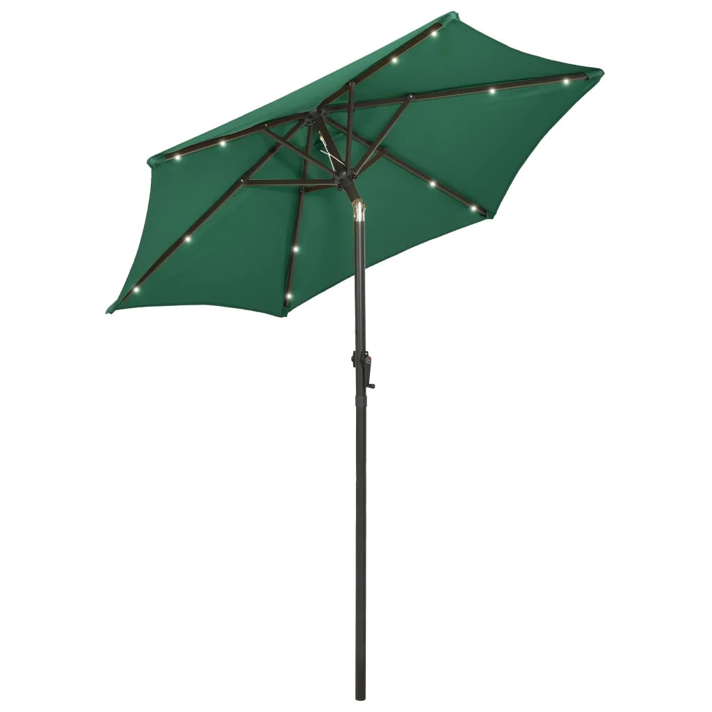 Ombrellone da Giardino-Ombrello da Balcone con Luci LED Verde 200x211 cm Alluminio
