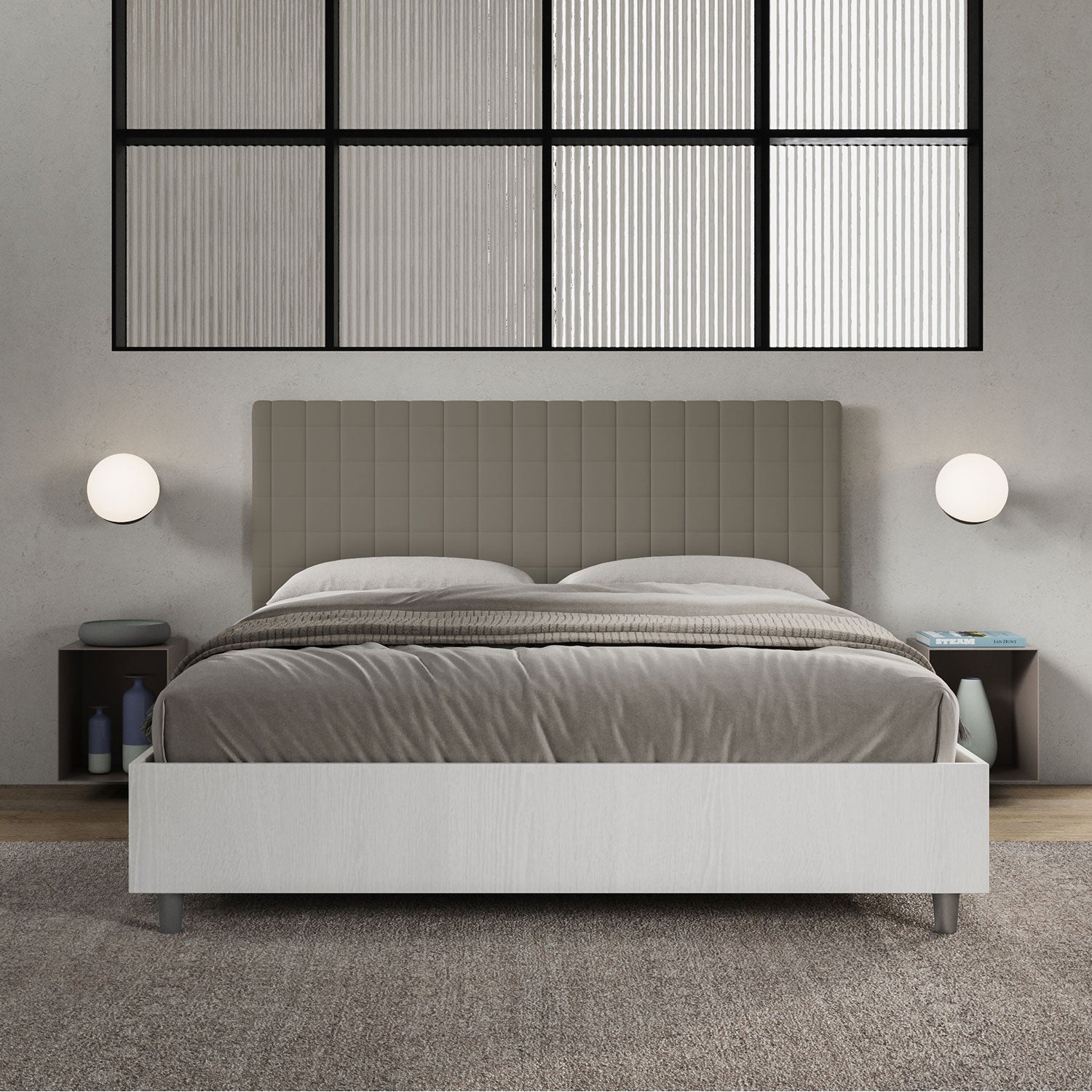 Letto Matrimoniale 160x200 cm Senza Rete Burmy Cappuccino