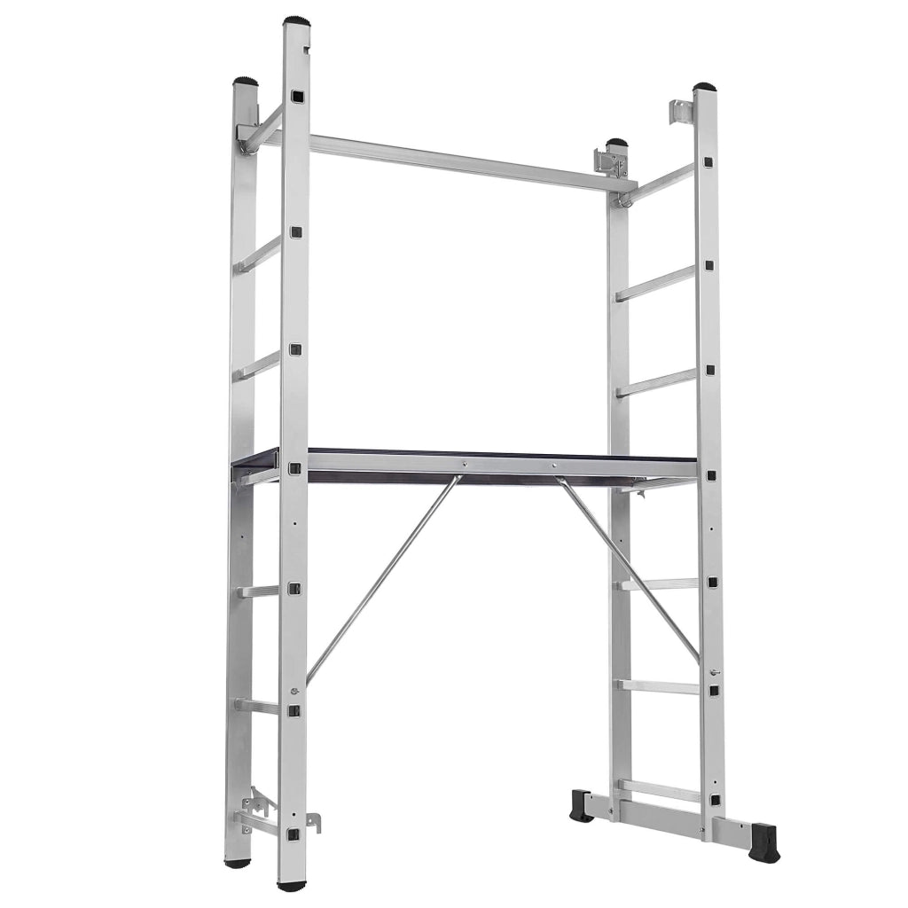KADAX Mini Ponteggio in Alluminio 2x7 Gradini Piattaforma di Lavoro Pieghevole Scala 3 in 1