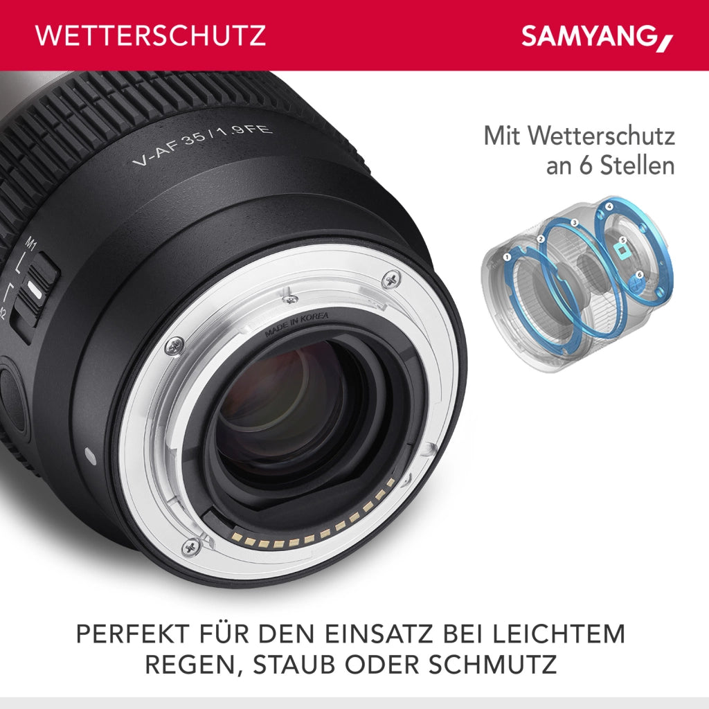 Obiettivo video V-AF 35 mm T1,9 FE compatibile con Sony E, per videocamera, con autofocus risoluzione 8K e Tally lamp, alta intensità luminosa per full-frame e APS-C