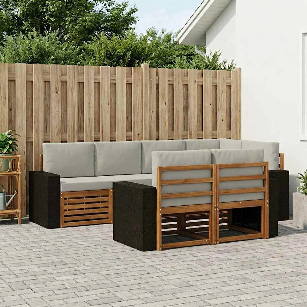 Set di divani da esterno 7 pz Naturale e Grigio Chiaro 3384482