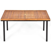 Tavolo da giardino in legno di acacia 140 x 75 x 76 cm per 6-8 persone design moderno con foro per ombrellone legno naturale 20_0019975