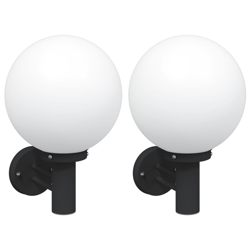 Lampade da parete da esterno 2 pezzi in acciaio inox nero IP44