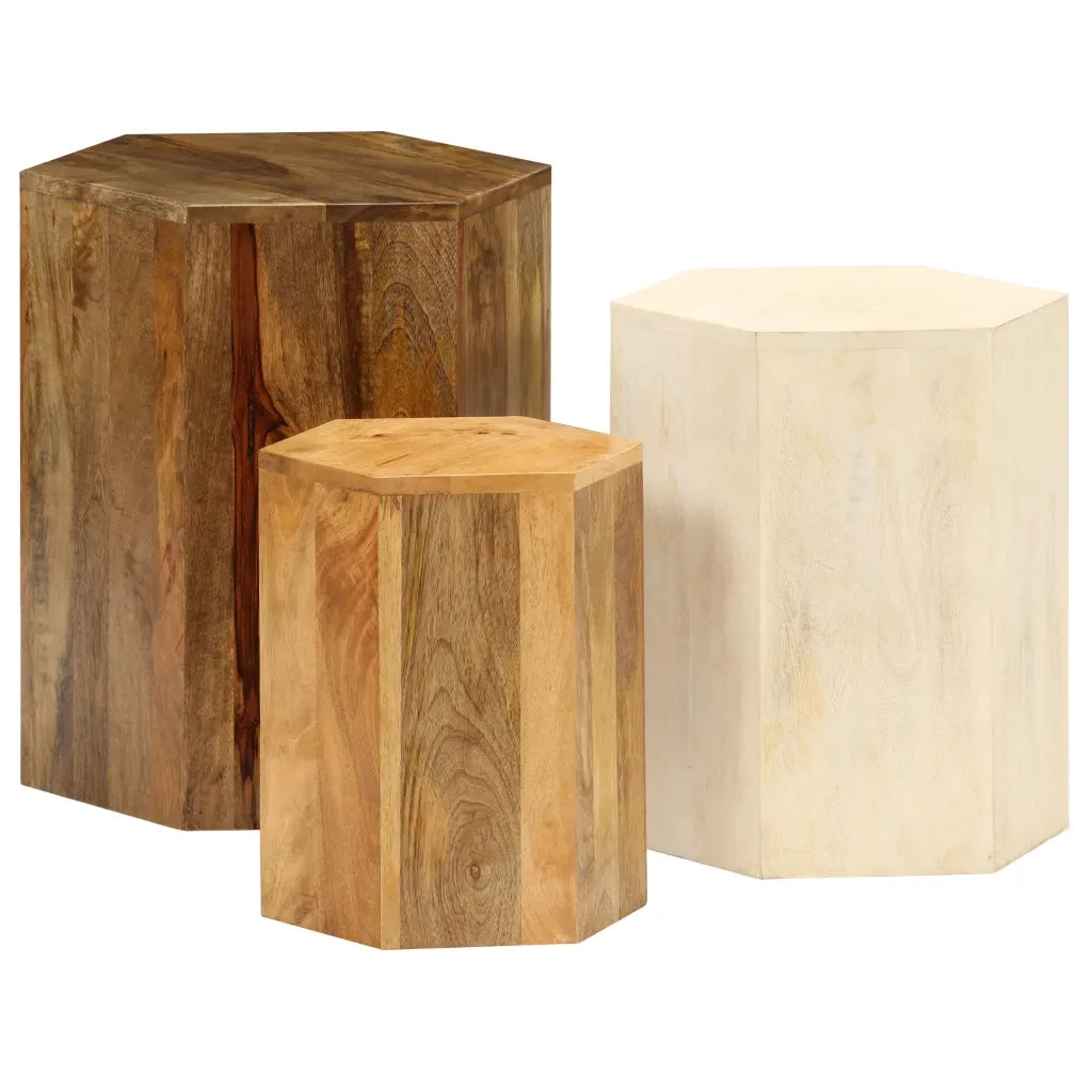 Set 3 pz Tavolini da salotto | Tavolino da caff¨¨ | Tavolino da Soggiorno in Legno Massello di Mango