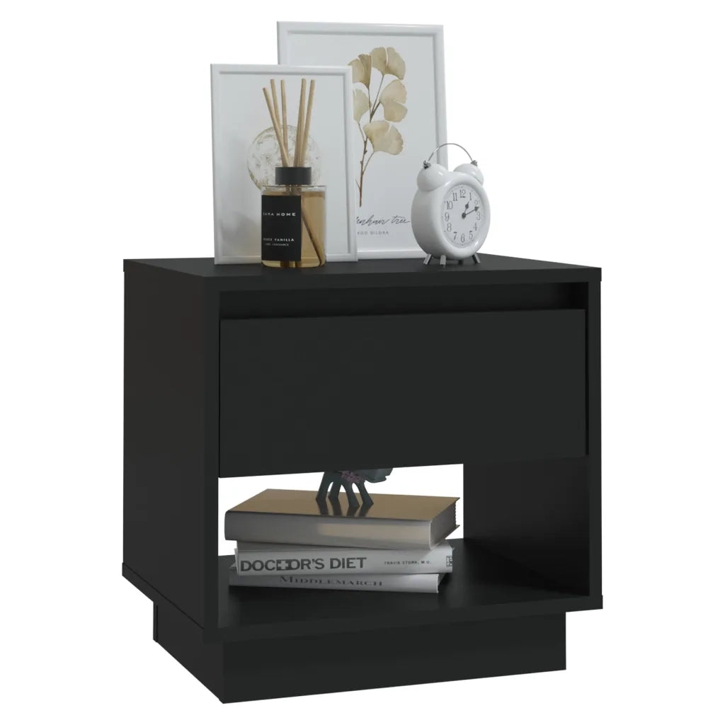 Comodino-Tavolino da notte Nero 45x34x44 cm in Truciolato