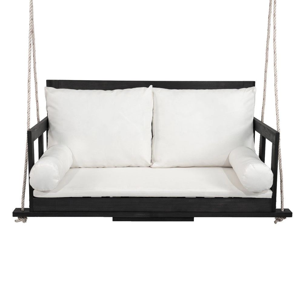 Dondolo da Giardino Doppio con Cuscini ¨C Xylo ¨C Legno Acacia, Nero/Beige