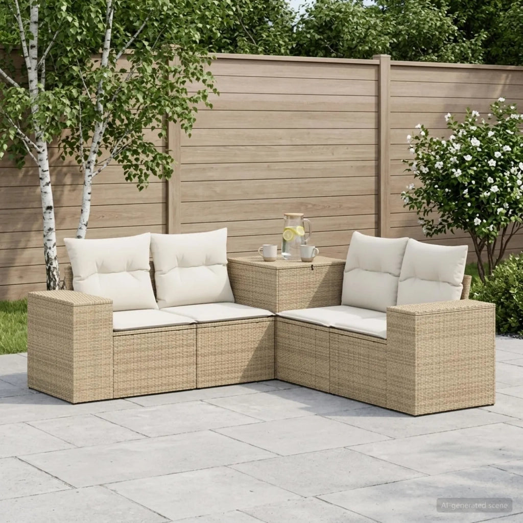 Set di divani 5 pz Beige e Bianco Crema 3447922