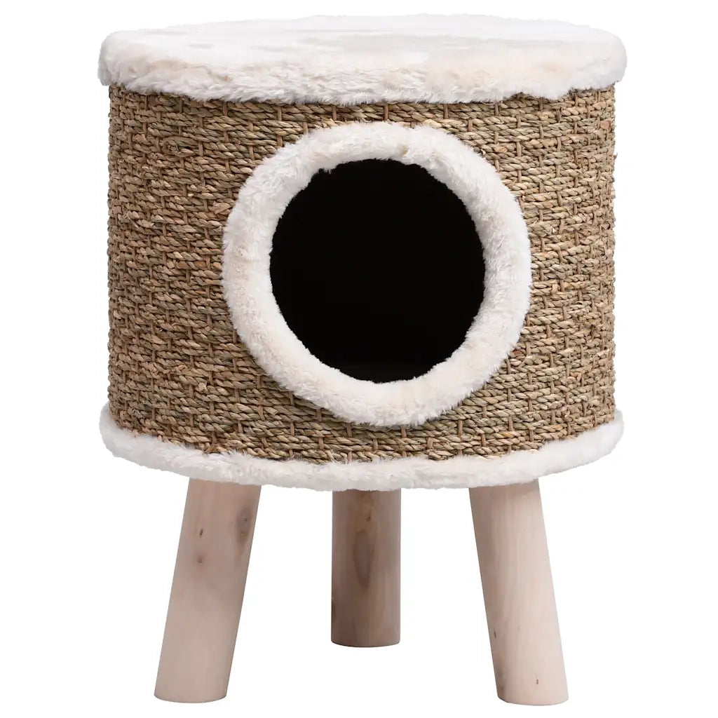 Cuccia per Gatti con Gambe in Legno 41 cm in Giunco CFW6682615