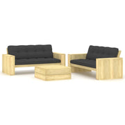 Set Salotto Giardino con Cuscini 3 pz in Pino Impregnatocod mxl 126385