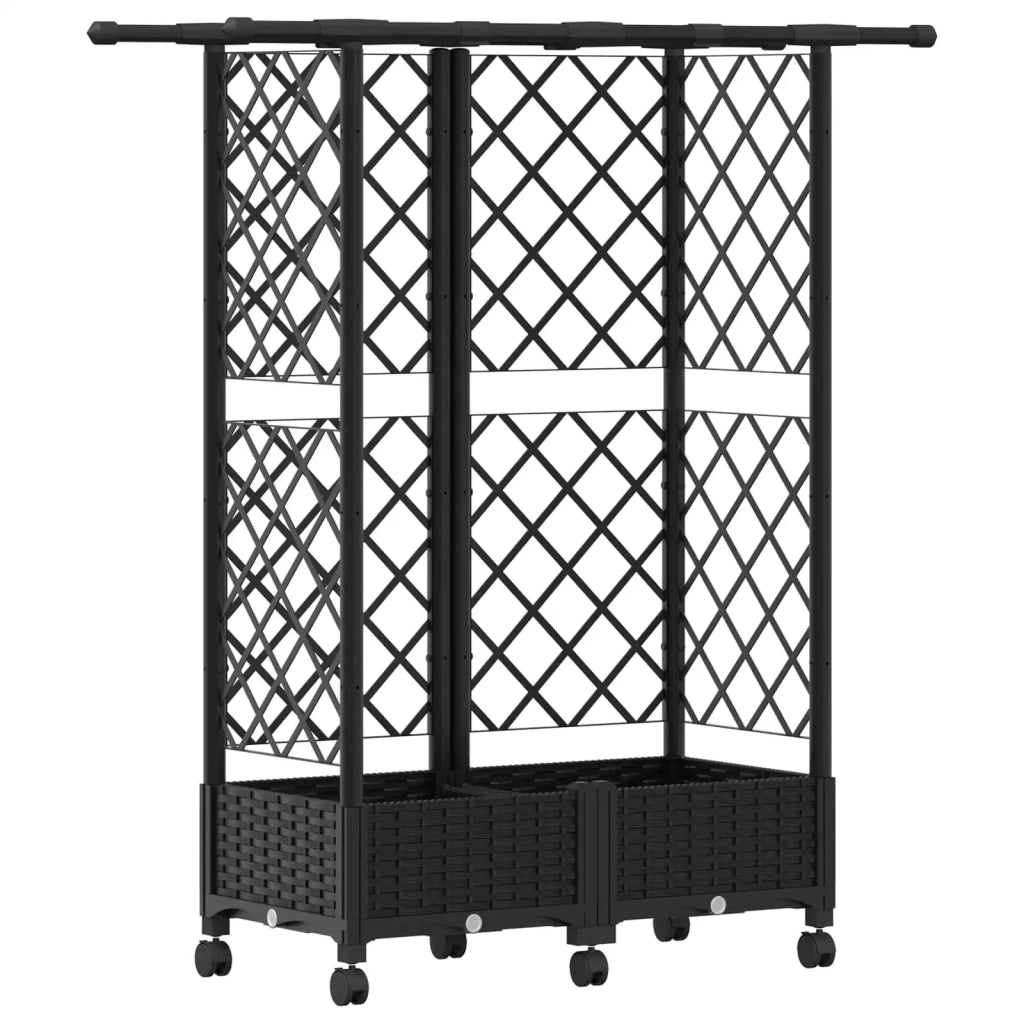 Letto Rialzato con Griglia e Tetto Nero 124 x 40 x 127 cm PP 3423034
