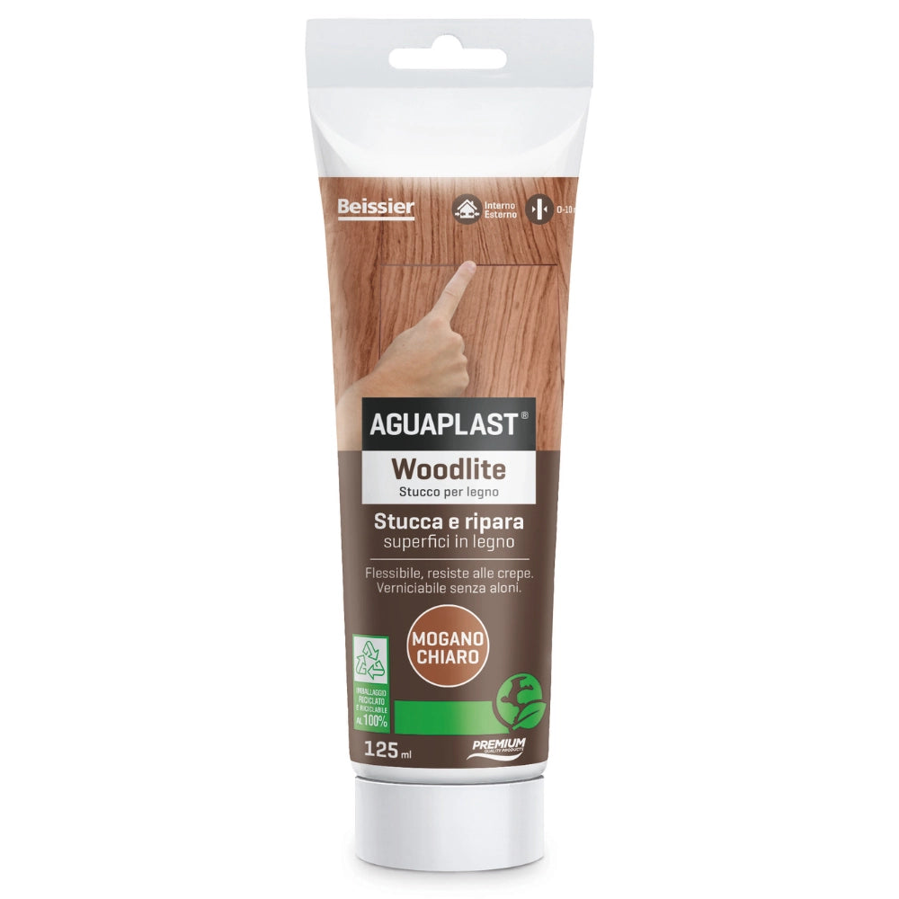 Aguaplast woodlite stucco per legno colorato pronto all’uso verniciabile 125 ml *** colore- mogano chiaro, confezio...