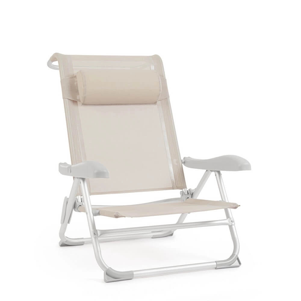 Set di 6 Spiaggine Pieghevoli con Cuscino Poggiatesta in Textilene - TROPICANA