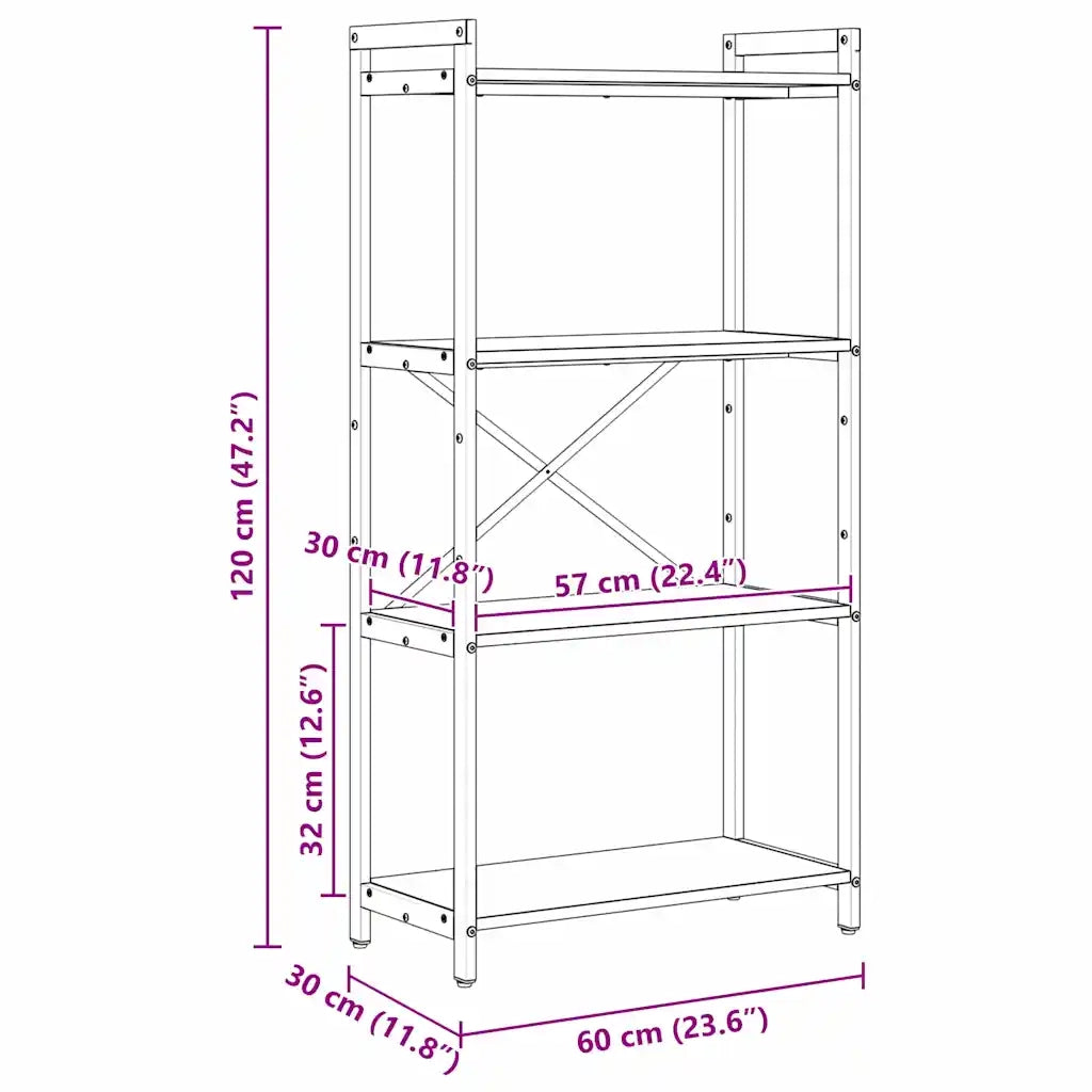 vidaXL Libreria Legno vecchio 60 x 30 x 118 cm Legno multistrato