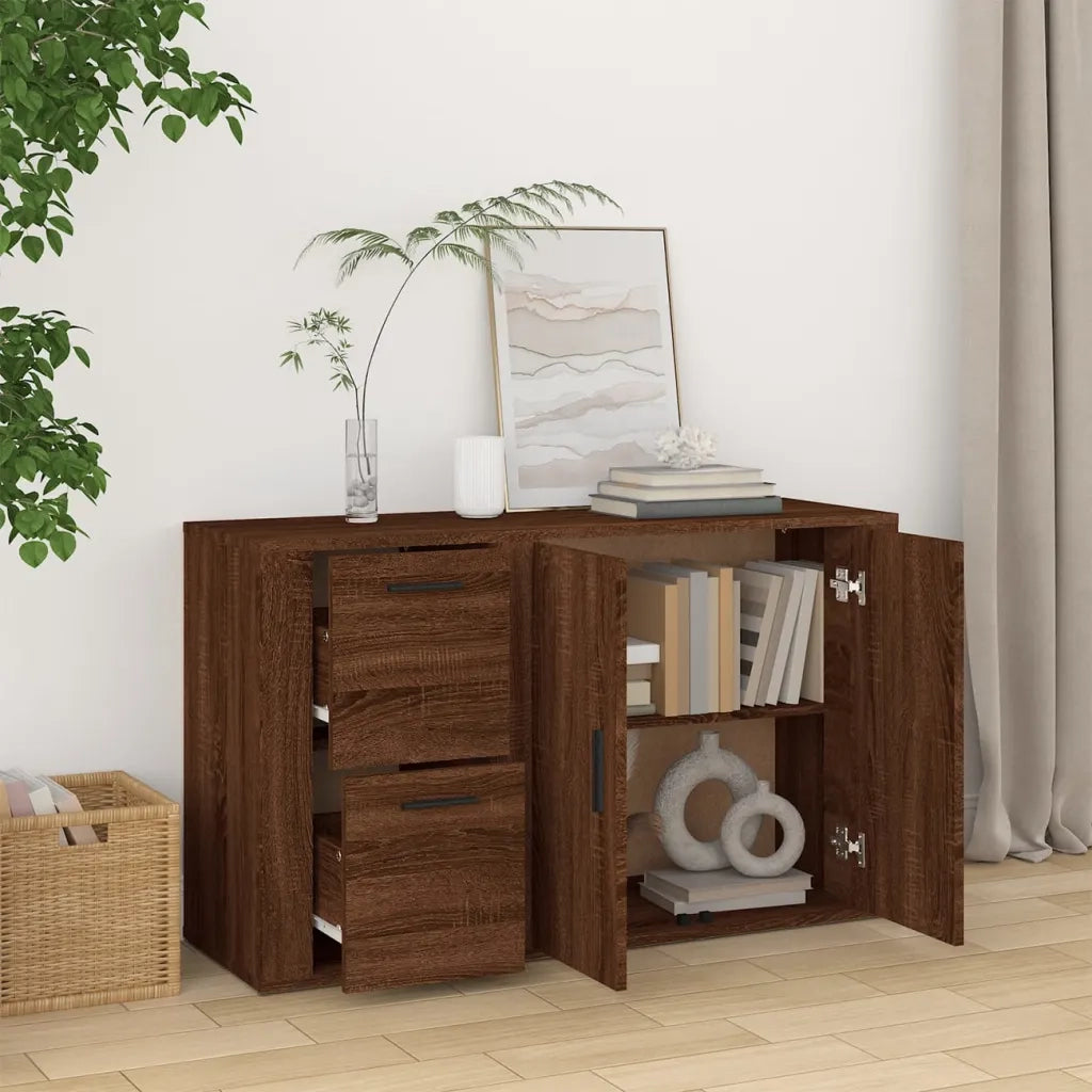 Credenza Rovere Marrone 100x33x59,5 cm in Legno Multistrato 821003