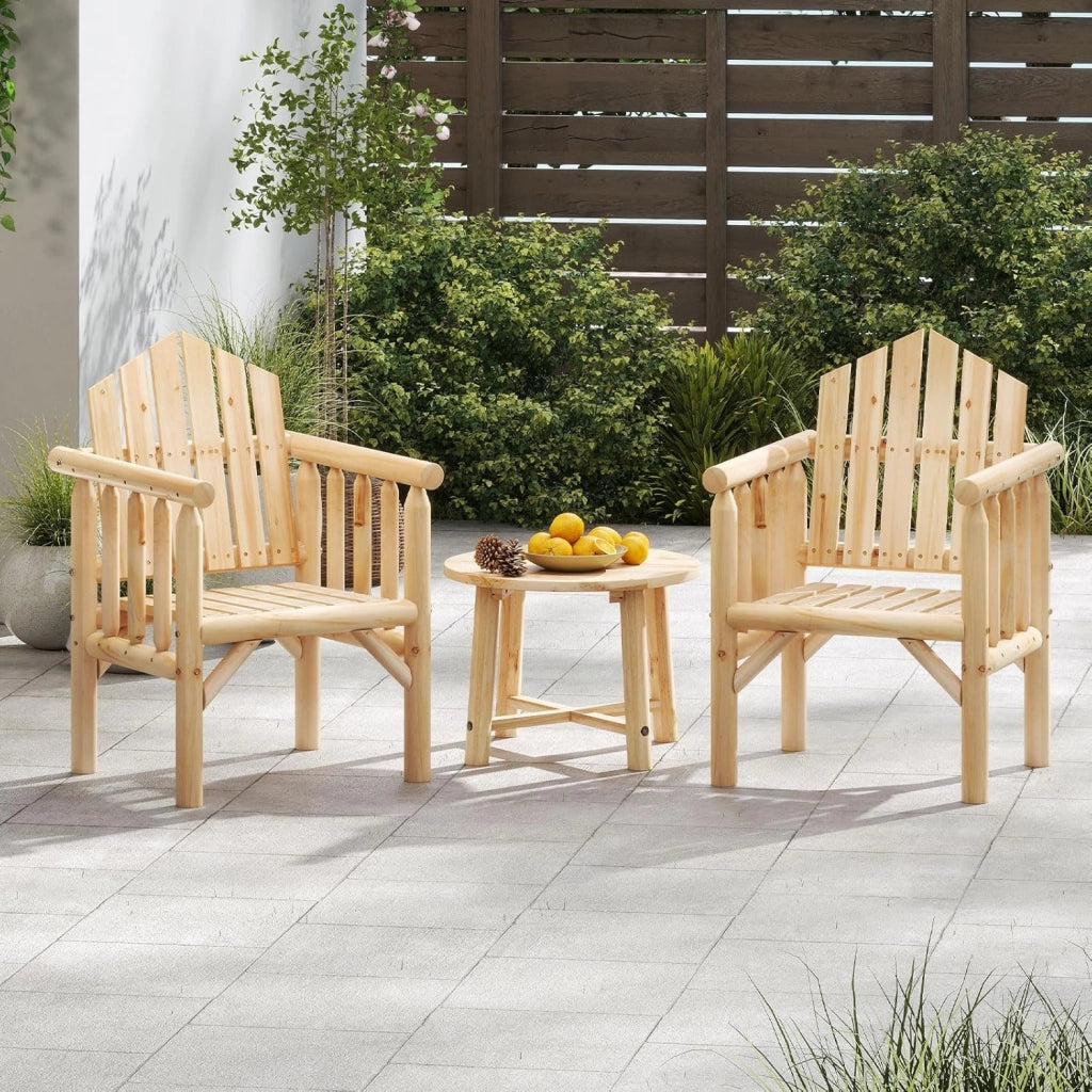 Sedia da giardino in legno, con braccioli e schienale alto, portata fino a 150 kg, per giardino, balcone, terrazza, piscina (naturale)