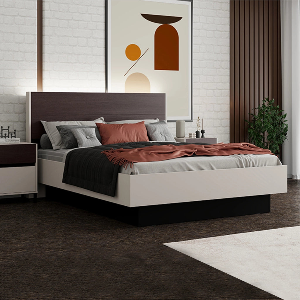 Letto Matrimoniale Takaya, Letto Matrimoniale Dimensione Materasso 160x200 cm, Bianco Crema