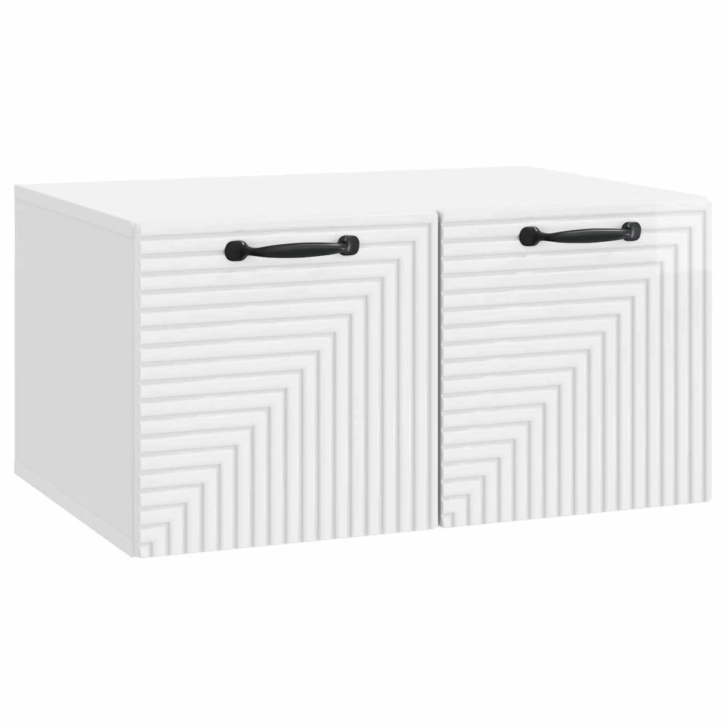 Mobile Porta TV da Muro Bianco Lucido 59,5 x 41 x 30 cm 898679