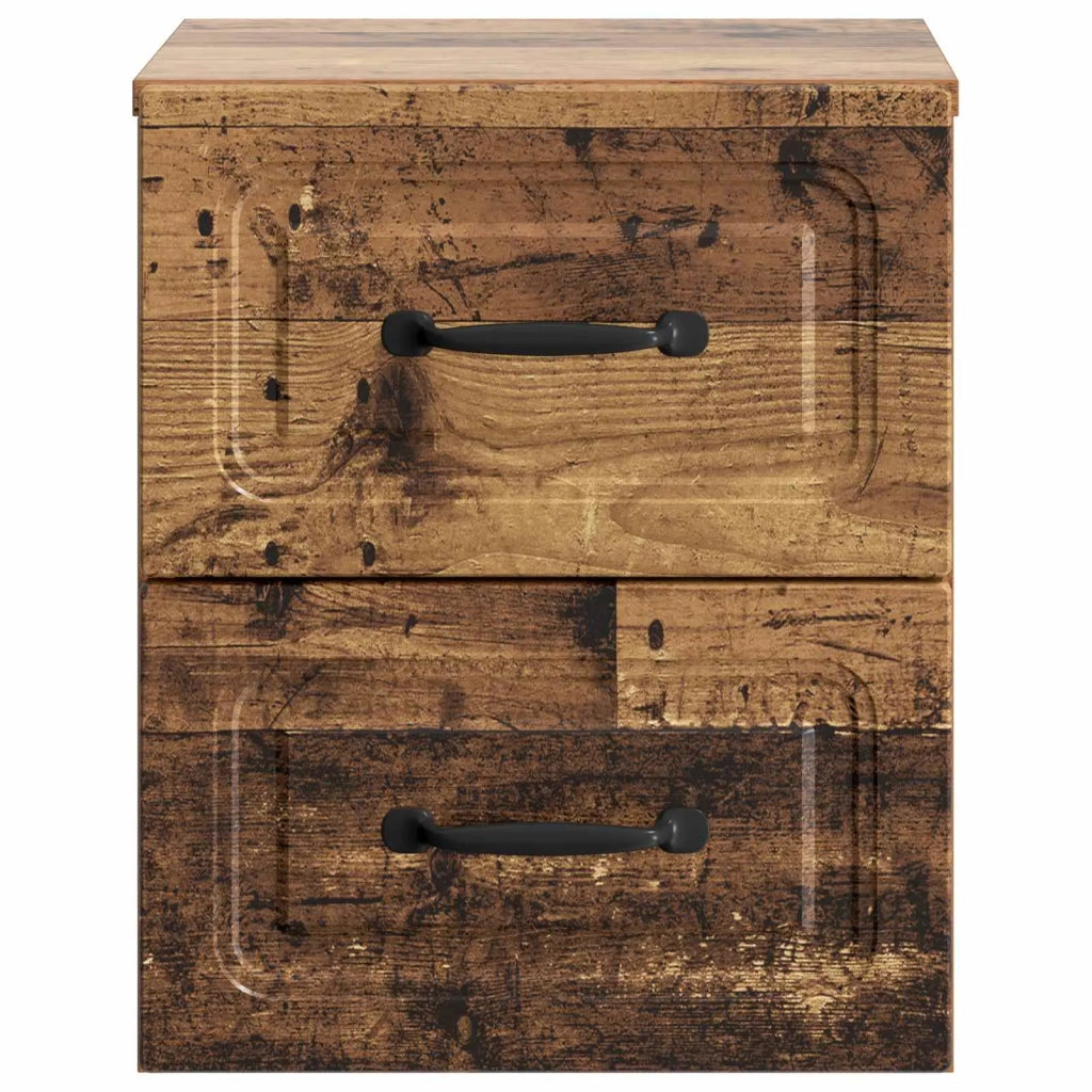 Comodino | Armadio da Notte | Mobiletto da notte a muro Legno antico 34,5 x 33 x 40 cm