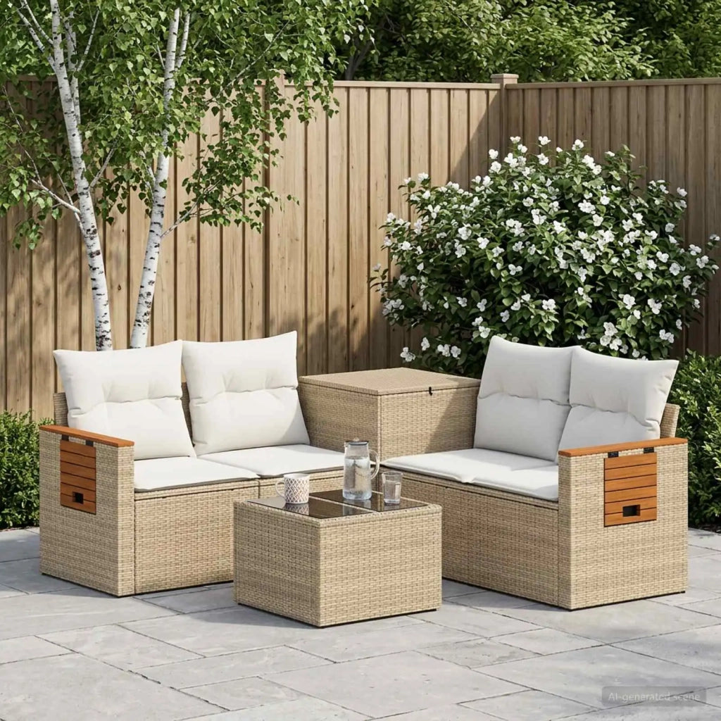 Set di divani 6 pz Beige e Bianco Crema 3447672