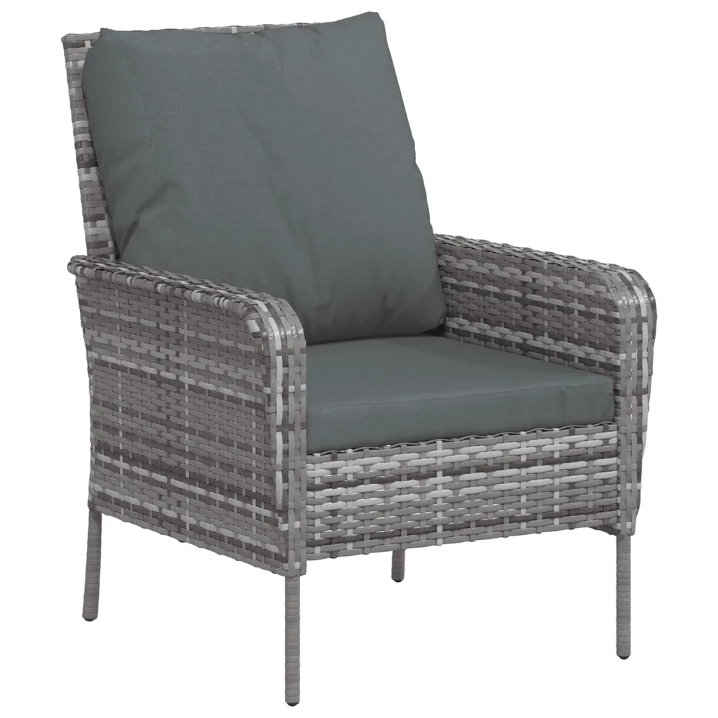 Poltrona da Giardino con Poggiapiedi Grigia in Polyrattan CFW4480342