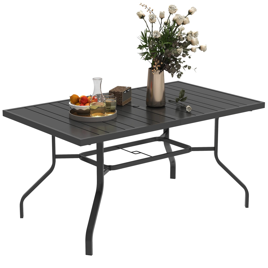 Tavolo da giardino ¨C zephmum ¨C 152x90 cm, nero, acciaio, lattoni