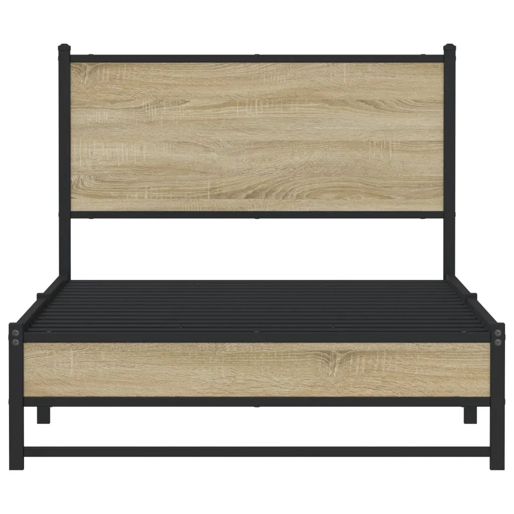 vidaXL Giroletto senza Materaso in Metallo Rovere Sonoma 107x203 cm