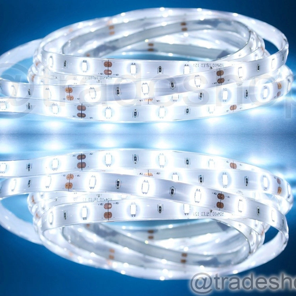 Trade Shop - 5 M Striscia Strip 300 Led Smd 5630 Bianco 5 Mt Alta Luminosità Impermeabile - -bianco Freddo      -