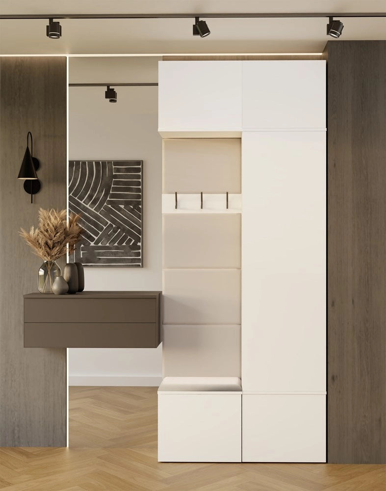 Guardaroba HAGA II 1sz1w bianco armadio + appendiabiti + seduta ingresso