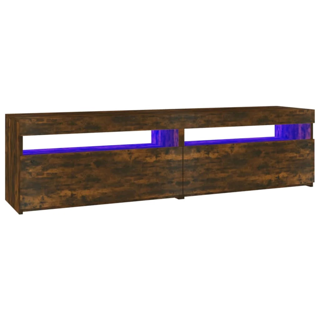 Mobile TV multimediale scaffale TV credenza mobile TV per sala da pranzo soggiorno camera da letto con luci LED 2 pezzi rovere affumicato 75 x 35 x 40 cm marrone 02_0028870