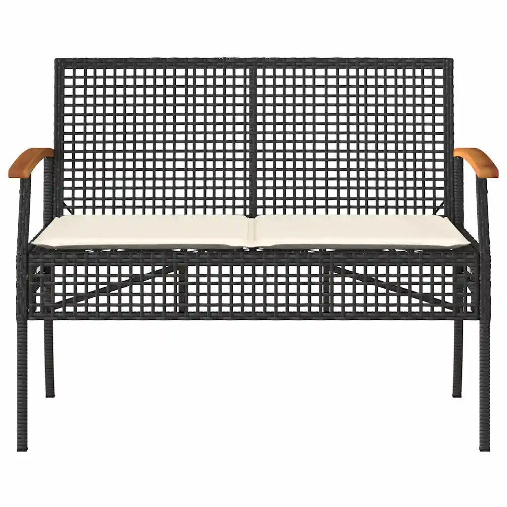 Set Divani da Giardino 4 pz | Set Salotto da Giardino con Cuscini Nero in Polyrattan
