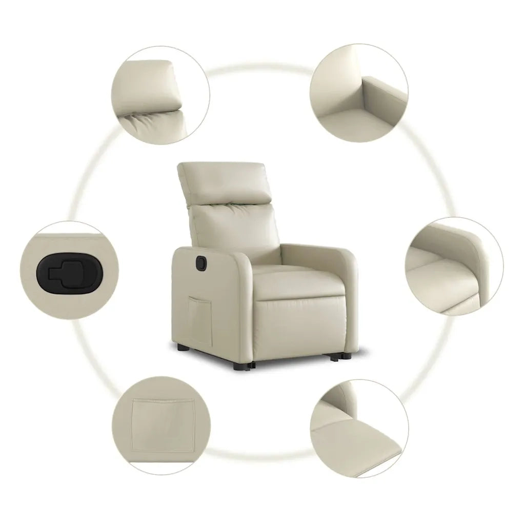 Poltrona Alzapersona Reclinabile Crema in Similpelle 3206750