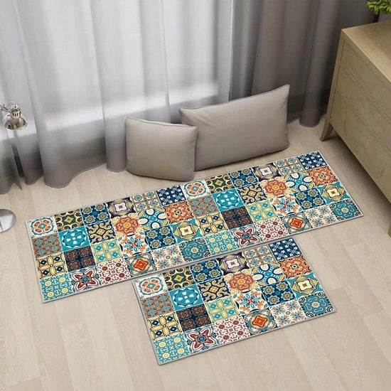 Set di tappeti antiscivolo per cucina con 2 tappeti decorativi per ufficio e soggiorno (40x60+40x120cm)
