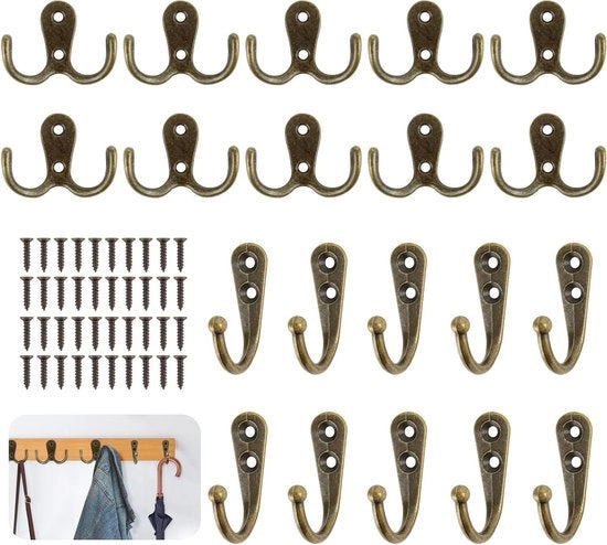 20 pezzi di chiodi per appendiabiti vintage in acciaio verniciato con viti per asciugamani, giacche, porte, armadi, cucina, ufficio, cappelli