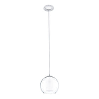 Lampadario A Sospensione Classico Bolsano Acciaio Cromo Vetro 1 Luce E27