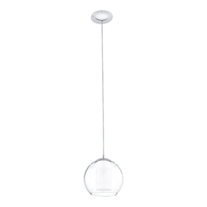 Lampadario A Sospensione Classico Bolsano Acciaio Cromo Vetro 1 Luce E27