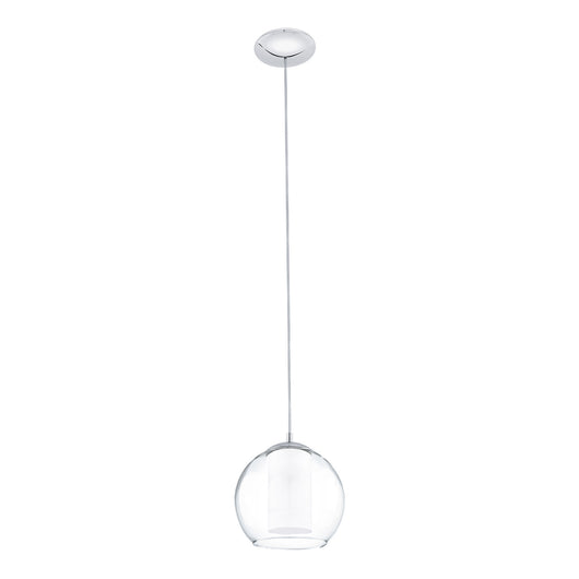 Lampadario A Sospensione Classico Bolsano Acciaio Cromo Vetro 1 Luce E27