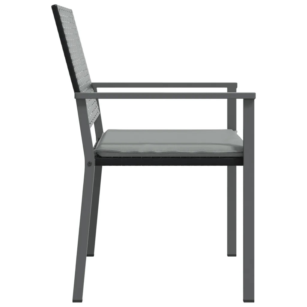Sedie da Giardino con Cuscini 6 pz | Sedie da Esterno Nere 54x62,5x89 cm Polyrattan