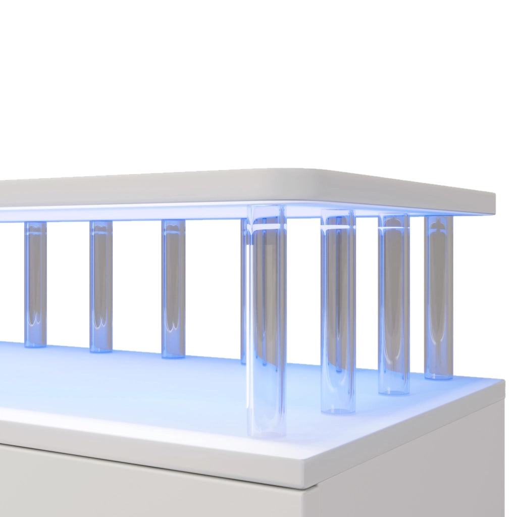 Credenza con LED, 4 cassetti, 2 ante e ripiani regolabili, per soggiorno cucina e ingresso, 160 × 40 × 75 cm