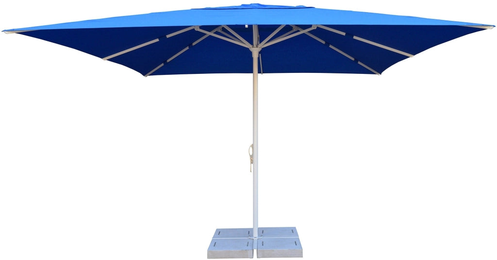 Ombrellone da Giardino 4x4 m Palo Ø60 mm in Alluminio Bianco Lucido Telo in Poliestere Blu