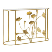Tavolo Consolle Foglia 73, Oro, Metallo, 120x40x80 cm
