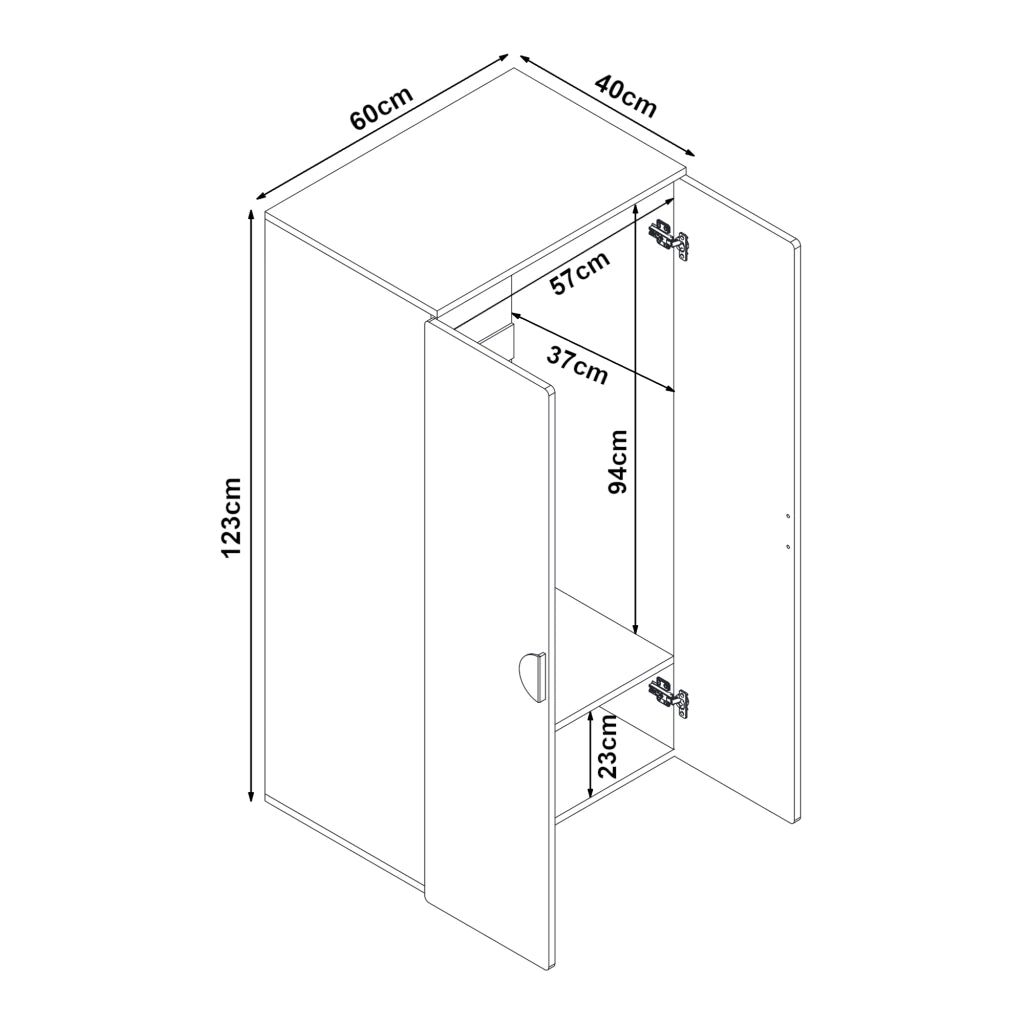 Armadio per Cameretta Sandnes a 2 Ante 123 x 60 x 40 cm - Bianco/Rosa [en.casa]