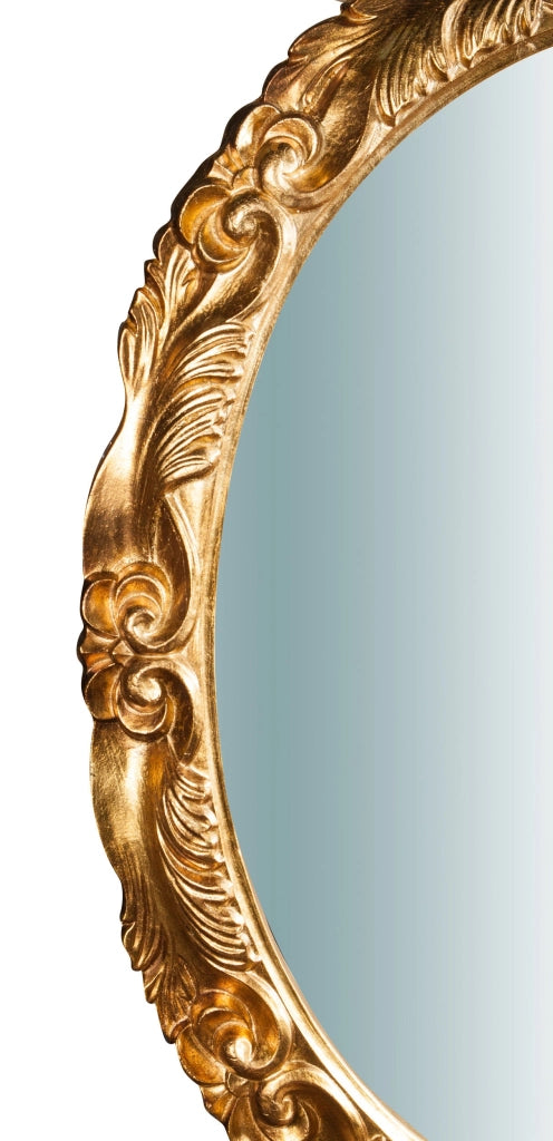 Biscottini Specchiera da parete verticale/orizzontale in legno finitura foglia oro anticato L98xPR7xH78 cm Made in Italy
