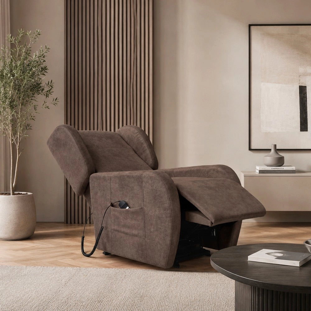 Poltrona Alzapersona Lift 2 Motori con Roller Bar e Tessuto Antimacchia Brown – Comfort e Autonomia Quotidiana