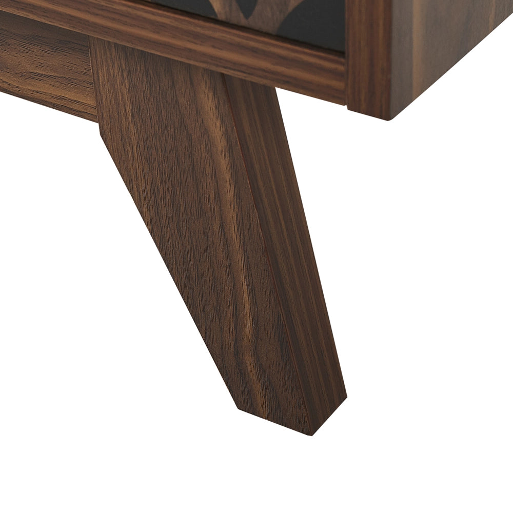 Mobile TV in legno scuro unità di intrattenimento MDF Sablon stampato porta passacavi soggiorno