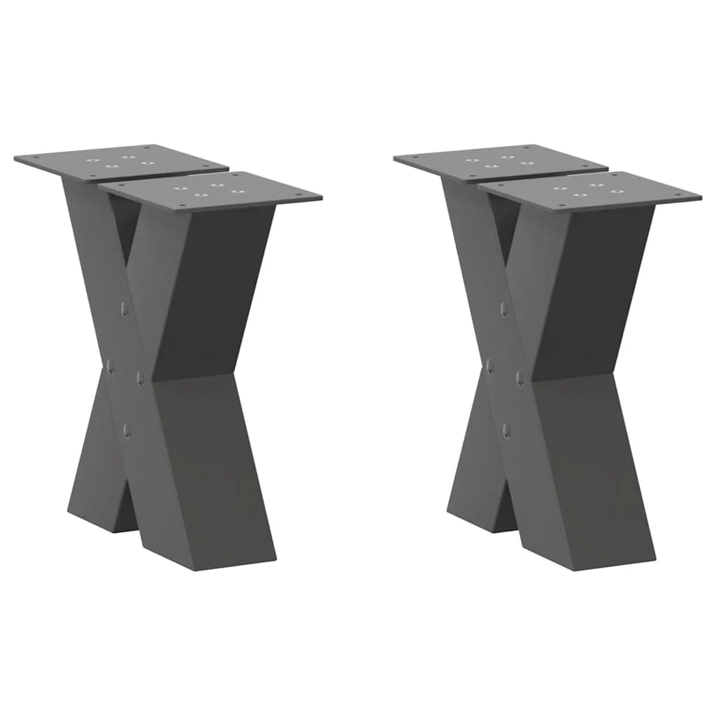Set di 2 gambe regolabili per tavolino a forma di X 30 x 30 cm per mobili moderni in acciaio antracite 02_0057202