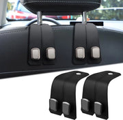 Accessori per auto - Haken per auto con doppio gancio in pelle, portatote per supporto testa, borse e accessori per l'organizzazione, per uomo e donna (nero, 2 pezzi)