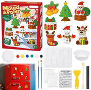 Set di figure in gesso per decorare - Kit di artigianato - Regalo creativo - Arte - Tema Natale - Incluso pennello e colori