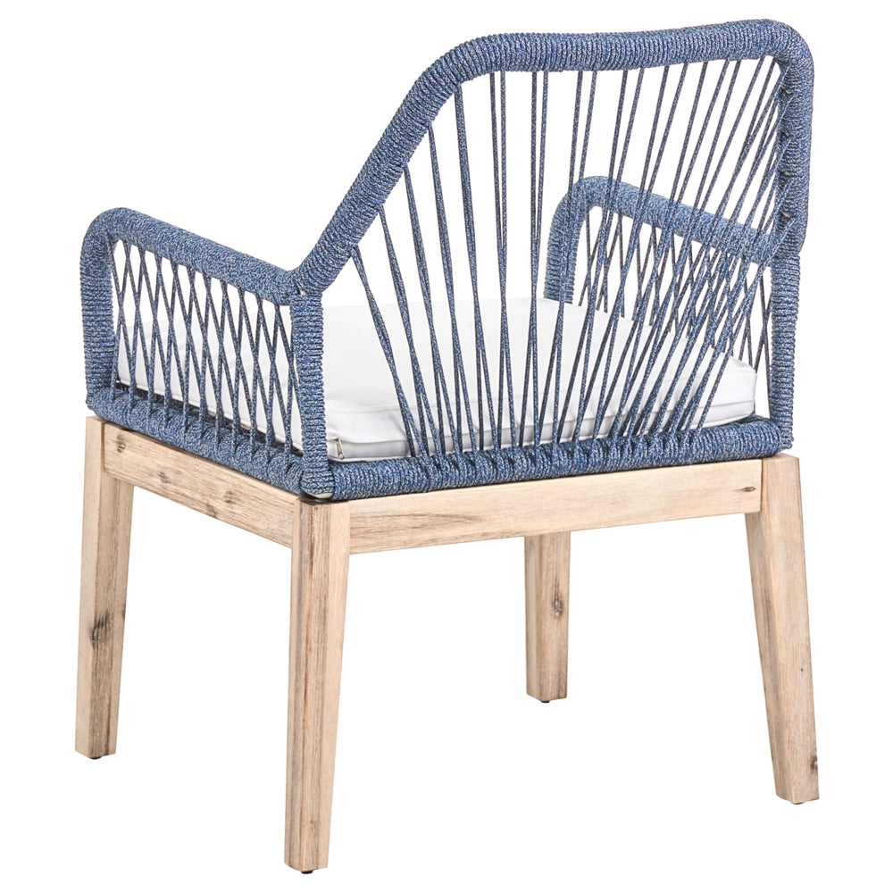 Set da Esterno con Tavolo in Cemento Sintetico blu marino e 6 Sedie in Vimini