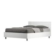 Letto matrimoniale francese contenitore 140x190 testata dritta con doghe bianco frassino Ankel
