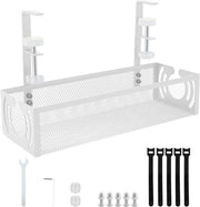 Caricabatterie per cavi sotto scrivania - Organizzatore cavi - Bianco - Reticolo metallico